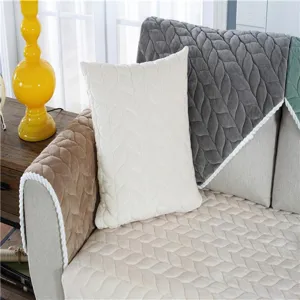 Dicker Plüsch Samt Sofaauflage Winter warme Blatt geprägter Sitzbezug für Wohnzimmer.