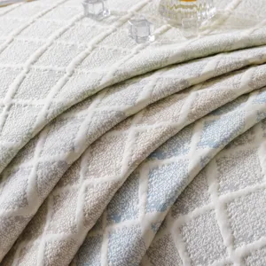 Tapis de canapé d'été en soie glacée rafraîchissante avec motif de losanges tricotés respirant.