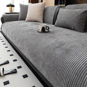 Chenille Striped Sofa Cushion Modern Minimalist Non-Slip Couch Cover Anti-Scratch Washable Furniture Protector Towel For Living Room