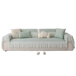 Ice silk lace sofa cover set summer anti slip breathable knitted cushion protector