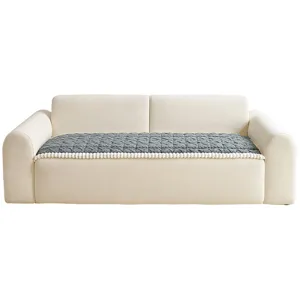 European Minimalist Corduroy Sofa Cushion Thickened Plush Non-Slip Pet Protector Embossed Geometric Geometric Pattern Rectangular Throw Covering Blanket For Living Room Home Furniture