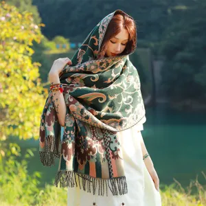 Ethischer Stil Damen Schal Herbst Winter Warmer Strickschal Fransen Tuch Reisedekor