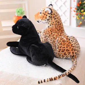 Jouet en Peluche de Simulation de Léopard Poupée Animal en Peluche Doux Oreiller de Panthère Cadeau pour Enfants
