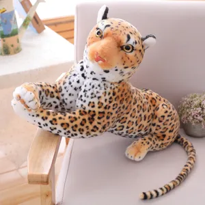 Mignon jouet en peluche de leopard simulation poupee animal farcie coussin doux cadeau enfant