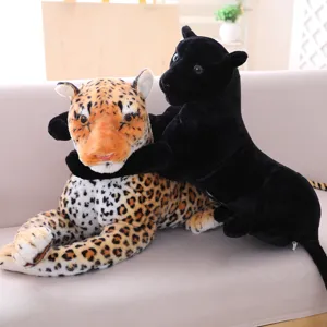 Peluche réaliste de léopard et panthère noire, poupée en peluche douce, cadeau idéal