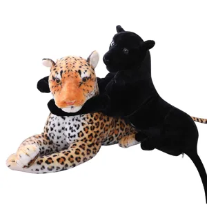 Ensemble de peluches léopard et panthère réalistes, poupée en peluche douce cadeau enfant.
