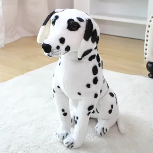 Detailed close-up shot of a cute simulation dalmatian plush toy highlighting its realistic spots.