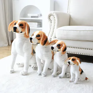 Lifelike beagle plush toy set of four cute stuffed puppy dog dolls home decor gift