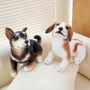 Cute simulation head-up dog plush toys, soft stuffed animal doll for sofa decor and gifts.