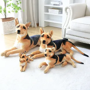 Cute German Shepherd plush toy set, realistic stuffed animal dolls for kids and home decor.