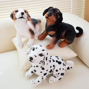 Cute simulation plush dog doll set, realistic puppy toys for sofa decoration, soft and cuddly.