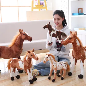 Peluche realistico di cavallo morbido animale di peluche in piedi dolce decorazione casa