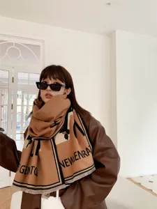 Damen Mode Kaschmirgefühl Winterschal stilvoller Buchstabendruck warme Halsstola neu