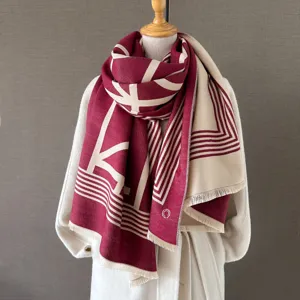 Dicke kaschmirartige Damen Schal Winter Herbst Mode doppelseitig gedruckter Schal top