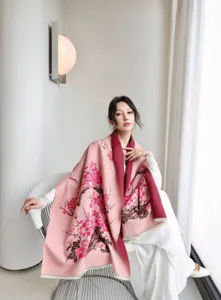 Sciarpa spessa autunnale invernale da donna scialle caldo versatile stampa floreale retro