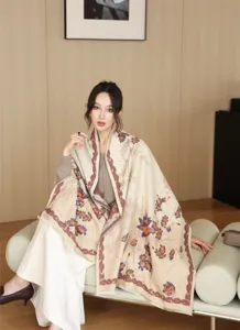 Women fashion printed winter warm cashmere feel scarf casual shawl elegant daily wear