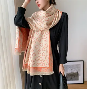Damen Mode Kaschmirimitat Winter warme Schal mit niedlichem Bärenmuster Alltagskleidung
