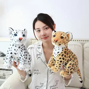 Lindo peluche leopardo animales de peluche y juguetes suaves simulación muñecas salvajes