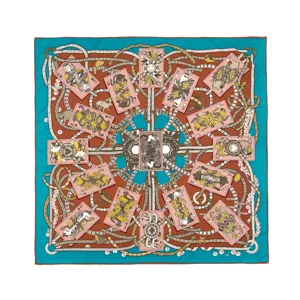 Sciarpa Quadrata in Satino Retro Donna Stampa Geometrica Effetto Seta Leggera Per Moda Uso Quotidiano