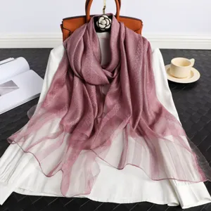 Damen langer Seidenschal modisches Karomuster Schal Herbst Winter elegante leichte Halstuch