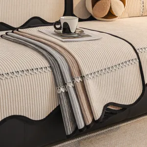 Universal sofa cushion cover striped anti-slip blanket protector for living room furniture