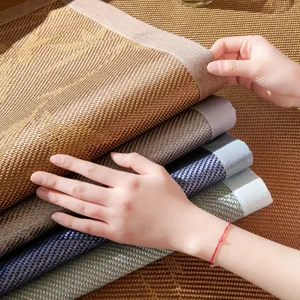Summer cooling ice silk rattan sofa mat anti slip breathable bamboo texture cushion cover