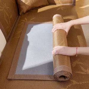 Summer cooling ice silk rattan sofa mat non slip breathable bamboo texture furniture cover