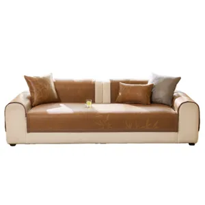 Summer cooling ice silk rattan sofa cushion cover, non slip Chinese style bamboo pattern mat.