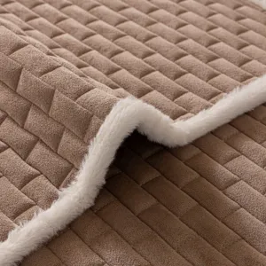 Thickened crystal velvet sofa cushion with plush border, warm and non-slip furniture cover.