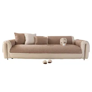 Thickened crystal velvet sofa cover non-slip quilted couch cushion protector for living room