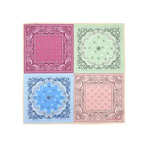 Pañuelo de seda con estampado de cachemira colorido de cuatro cuadrantes elegante moda de mujer