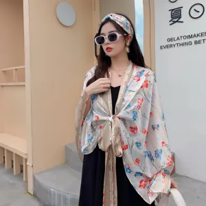Floral print sun protection cardigan set, lightweight and breathable fabric for summer.