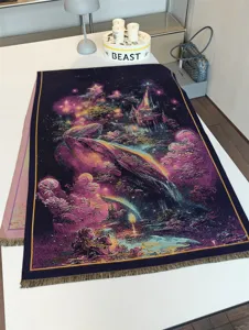 Exquisite fantasy starry sky whale jacquard woven blanket shawl detailed view