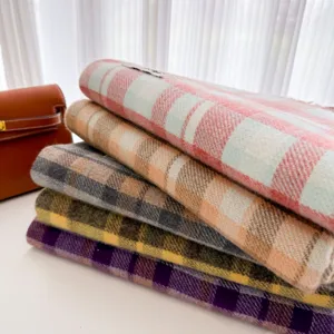 Autumn winter thick plaid tassel scarf shawl, retro style cozy warm blanket scarf for women.