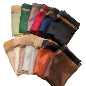 Women thin silk scarf long metallic striped shawl fashionable beach sun protection wrap
