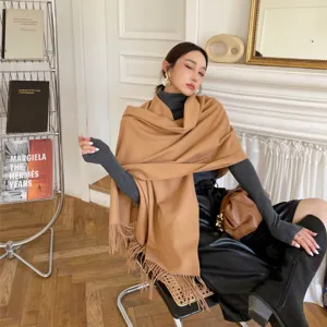 Einfarbiger Kunst-Kaschmir Schal für Damen im Winter warme Quasten-Decke vielseitiges Accessoire