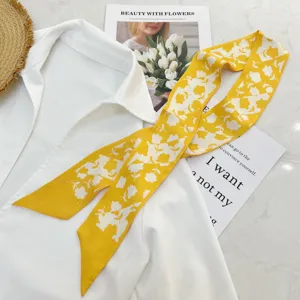 Mujer Moda Floral Estampado Poliéster Largo Estrecho Pañuelo Cinta Pelo Diadema Elegante Accesorios