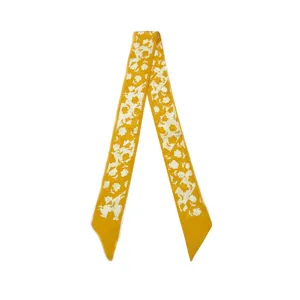 Pañuelo estrecho amarillo con flores, elegante cinta de pelo para mujeres y niñas.
