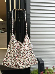 Retro floral canvas shoulder bag casual tote bag daily stylish crossbody bag for women