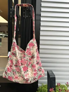 Vintage floral cotton shoulder bag casual tote canvas handbag for daily commuting use