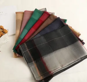 Multicolor plaid silk wool scarf elegant lightweight shawl women fashion winter accessory