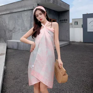 Donna Estate Spiaggia Abbigliamento Protezione Solare Set Tre Pezzi Casual Stampa Floreale Vacanza Scialle