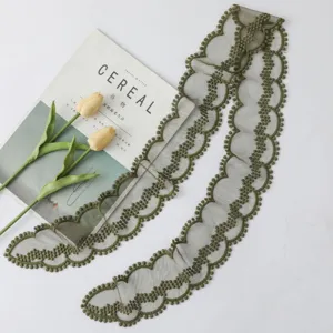 Élégant ruban foulard et bandeau en dentelle vert olive pour femmes accessoire polyvalent.