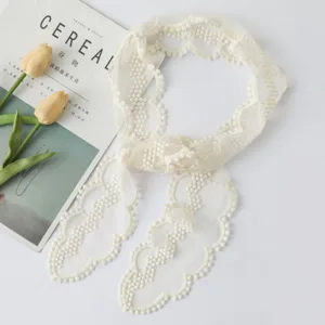 Petit foulard en dentelle blanche bandeau multifonctionnel élégant détail sac femmes mode