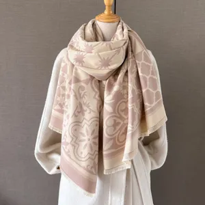 Damen dicker Kaschmir-Gefühl Winterschal eleganter gemusterter Schal Mantel Accessoire