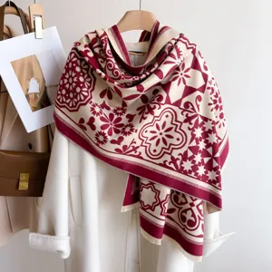 Verdikte kaschmirähnliche geometrisch bedruckte Damen Schal Winter warmer Mantel Umhang.