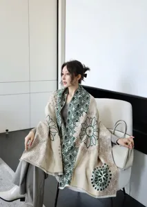 2024 new autumn winter women imitation cashmere printed scarf warm travel casual shawl wrap
