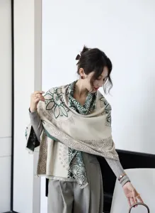 2024 New Fashion Women Winter Print Scarf Cashmere Feel Thick Warm Travel Casual Shawl
