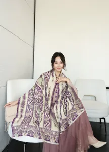 Women's autumn winter warm cashmere feel printed shawl fashion travel casual thick scarf