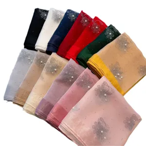 Elegant rhinestone beaded silk scarf women evening dress cheongsam shawl multi color variant.